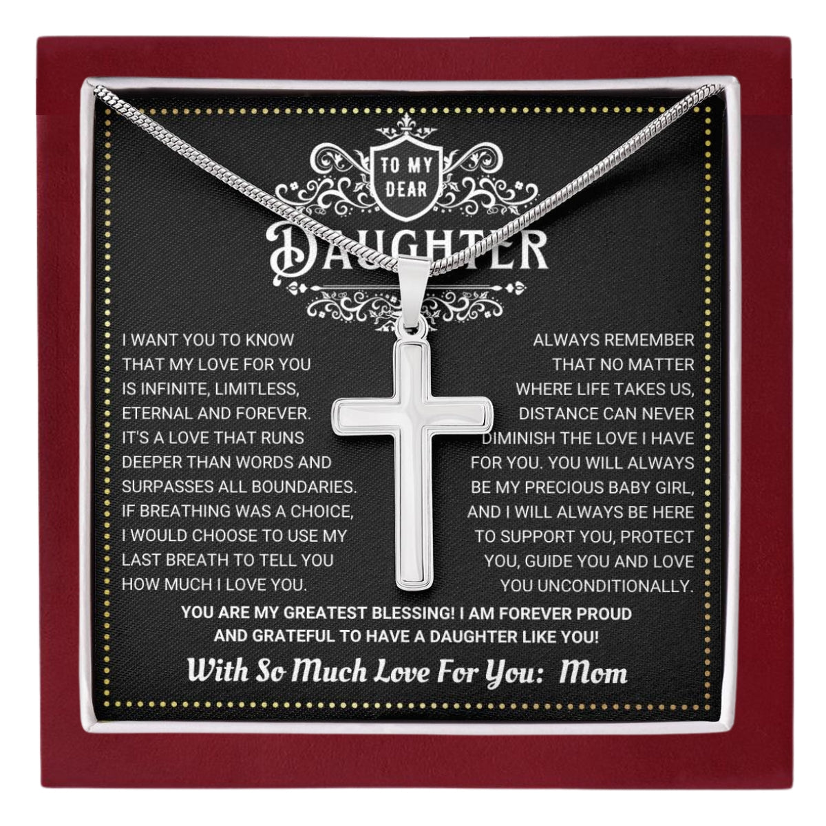 JGF Jewelry Gifts for Family Daughter's Silver Cross Necklace For Girls My Faith, My Love