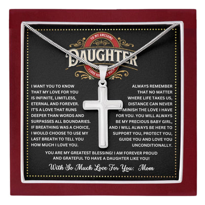 JGF Jewelry Gifts for Family Graduation Gift Inspirational Silver Cross Necklace for My Daughter From Mom