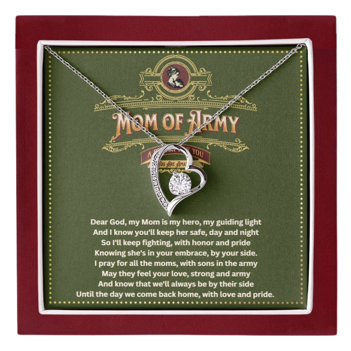 JGF Jewelry Gifts For Family Army Gifts For Mom Women Jewelry Heart Stainless Steel Necklace From Military Daughter and Son