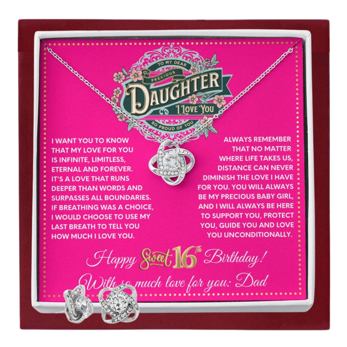 JGF Jewelry Gifts for Family To My Daughter Necklace From Dad 16 Year Old Gifts For Teen Girls