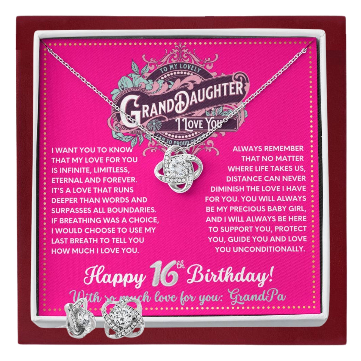 JGF Jewelry Gifts for Family Happy 16th Birthday Card Gifts For Teen Girls Granddaughter Necklace From Grandpa