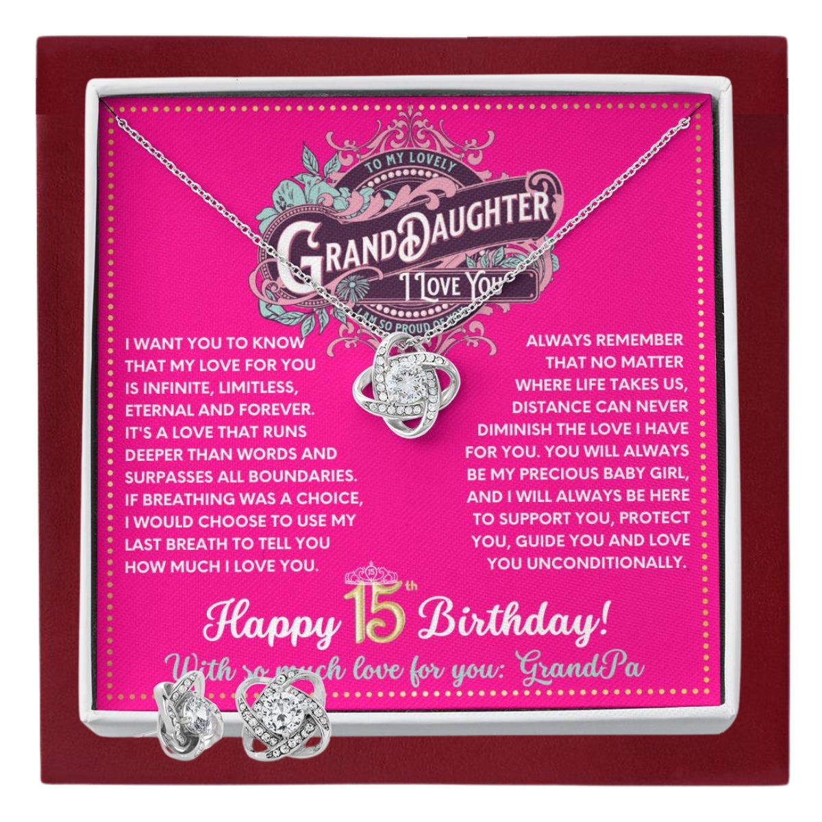 JGF Jewelry Gifts for Family Granddaughter Necklace From Grandpa Happy 15th Birthday Card Gifts For Teen Girls
