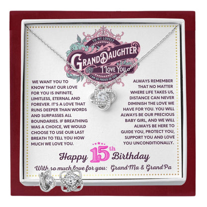JGF Jewelry Gifts for Family Granddaughter Necklace From Grandpa And Grandma Happy 15th Birthday Card Gift 15 Year Old Teen Girl