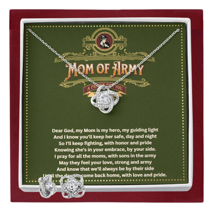 JGF Jewelry Gifts for Family Army National Guard Mom Necklace Cubic Zirconia Earrings And Necklace Jewelry Set