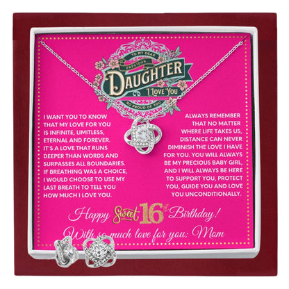 JGF Jewelry Gifts for Family To My Daughter Necklace Happy Sweet 16th Birthday Card For Girls From Mom