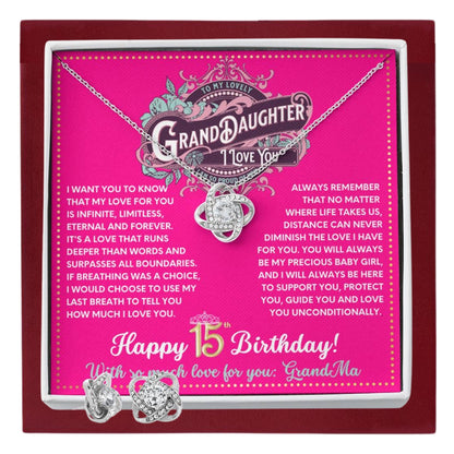 JGF Jewelry Gifts for Family Happy 15th Birthday Card Gifts For Teen Girls Granddaughter Necklace From Grandma