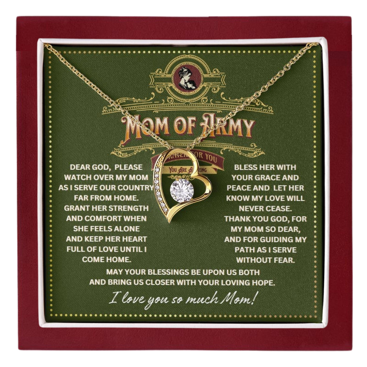 JGF Jewelry Gifts for Family Prayer for Mom of Army Necklace Pendant Jewelry For Women From Daughter and Son