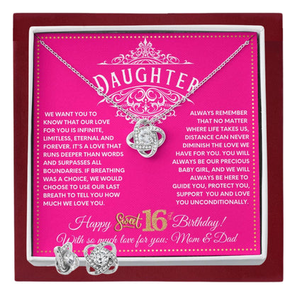 JGF Jewelry Gifts for Family 16 Year Old Happy 16th Birthday Card To My Daughter Necklace From Mom And Dad