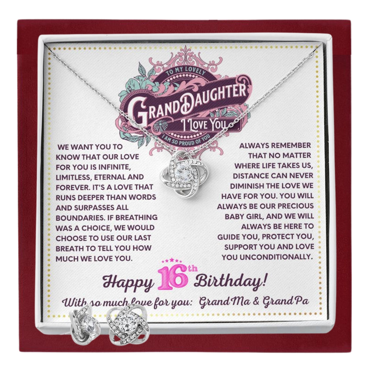 JGF Jewelry Gifts for Family Granddaughter Necklace From Grandpa And Grandma Happy 16th Birthday Card Gift 16 Year Old Teen Girl