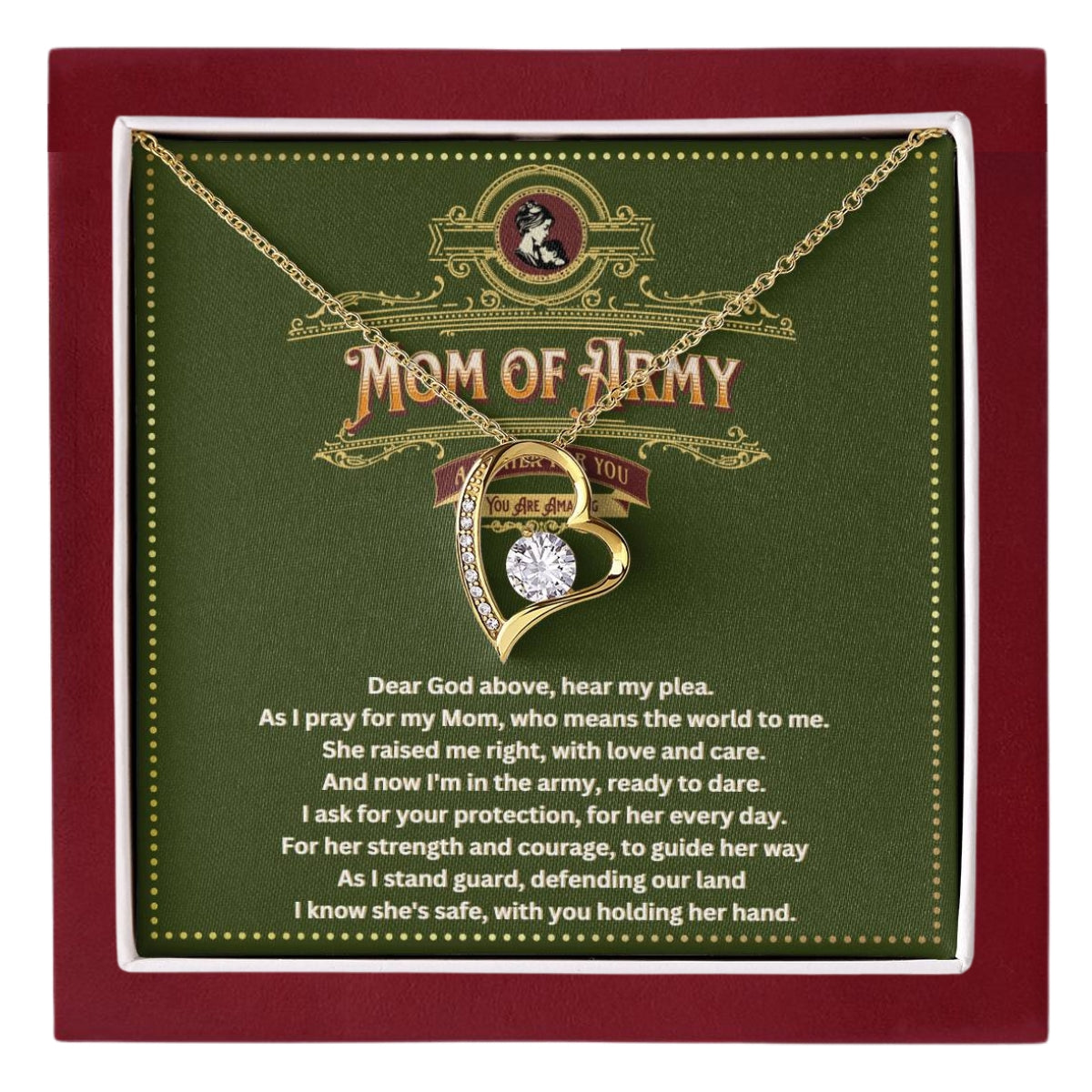 JGF Jewelry Gifts For Family Army Mom Necklace For Women Gifts Jewelry Pendant From Daughter and Son