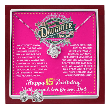 JGF Jewelry Gifts for Family To My Daughter Necklace From Dad Happy 15th Birthday Card Gifts For Girls