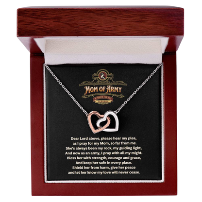 JGF Jewelry Gifts for Family | Double Heart Pendant Necklace for Mom of Army | Prayer Gift Ideas for Mother of Military