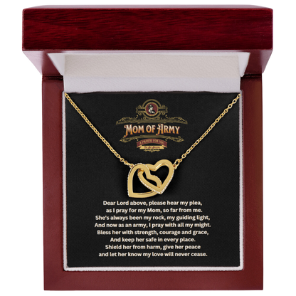 JGF Jewelry Gifts for Family | Double Heart Pendant Necklace for Mom of Army | Prayer Gift Ideas for Mother of Military