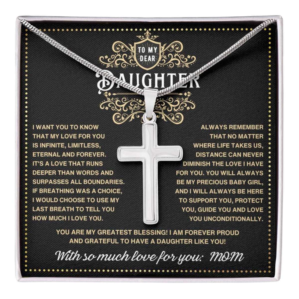 JGF Jewelry Gifts for Family Love And Guidance Silver Cross Necklace For Girl Gift for Daughter