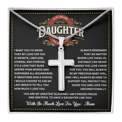 JGF Jewelry Gifts for Family Graduation Gift Inspirational Silver Cross Necklace for My Daughter From Mom