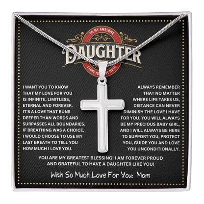 JGF Jewelry Gifts for Family Always With You Silver Cross Necklace for Girl for My Faithful Daughter