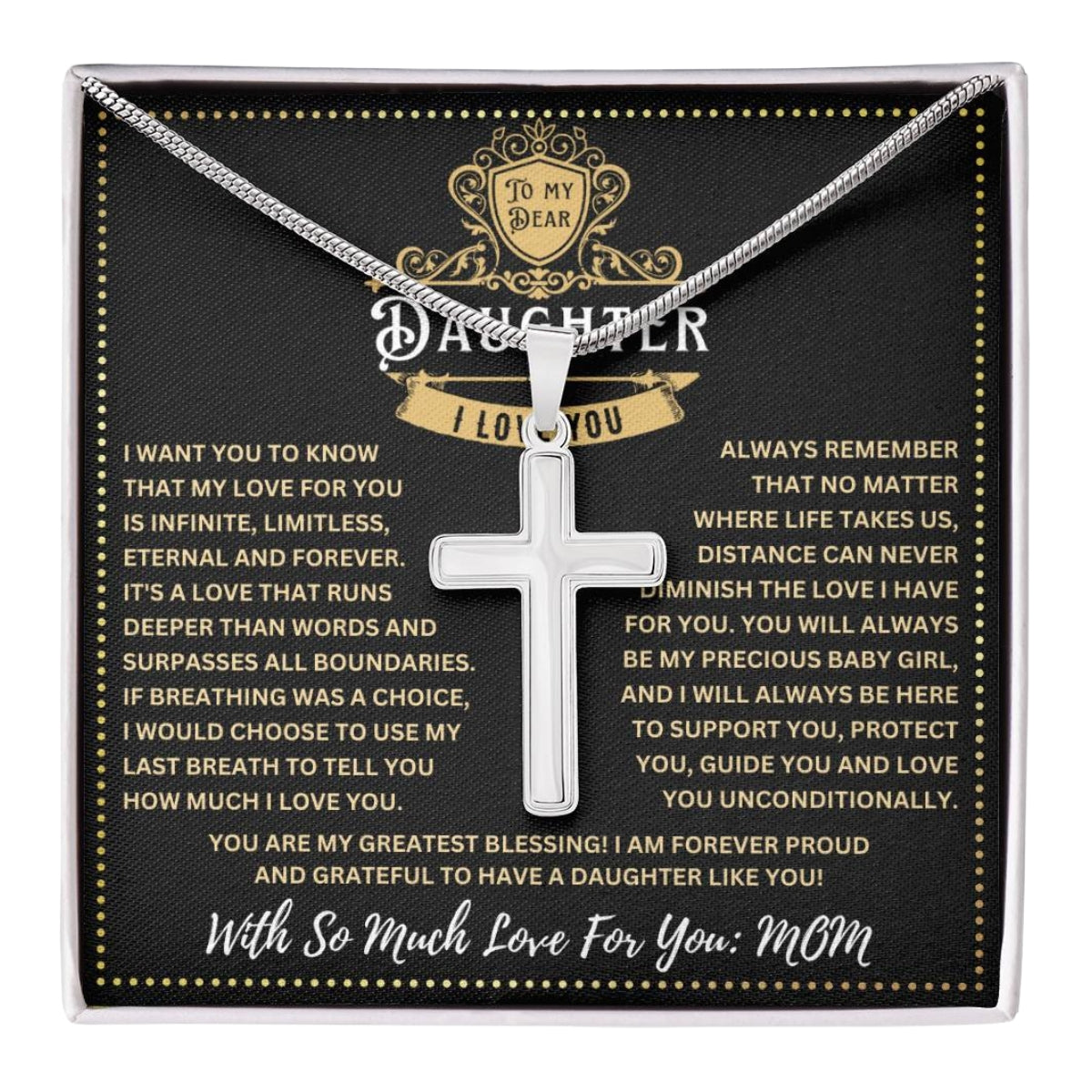 JGF Jewelry Gifts for Family Always Protected Daughter's Stainless Steel Cross Necklace Guardian Angel