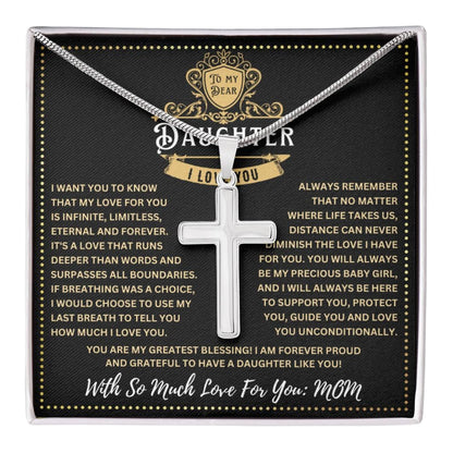 JGF Jewelry Gifts for Family Always Protected Daughter's Stainless Steel Cross Necklace Guardian Angel