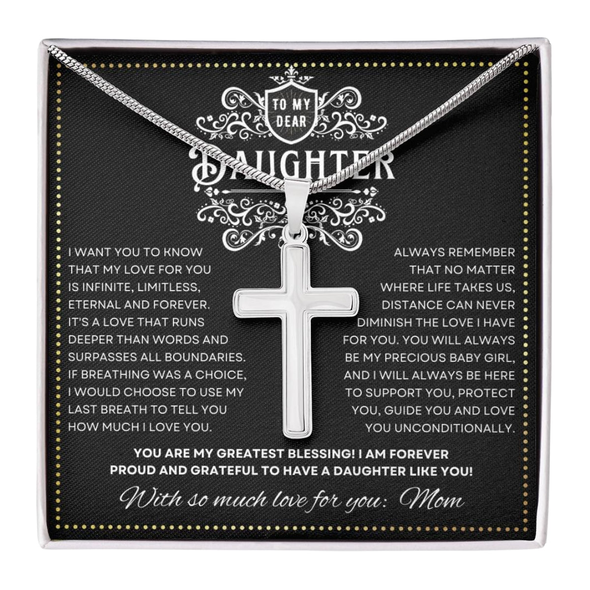 JGF Jewelry Gifts for Family Daughter's Stainless Steel Cross Necklace Faith Shines Through