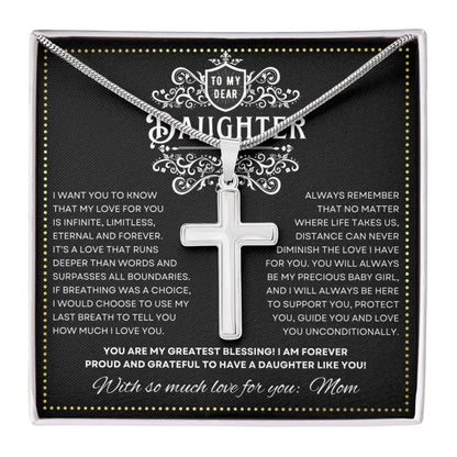 JGF Jewelry Gifts for Family Daughter's Stainless Steel Cross Necklace Faith Shines Through