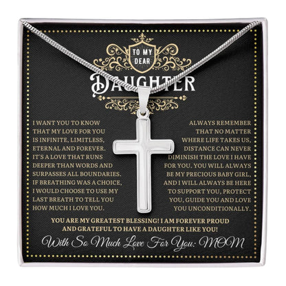 JGF Jewelry Gifts for Family Message of Love Daughter's Cross Necklace With Love From Mom