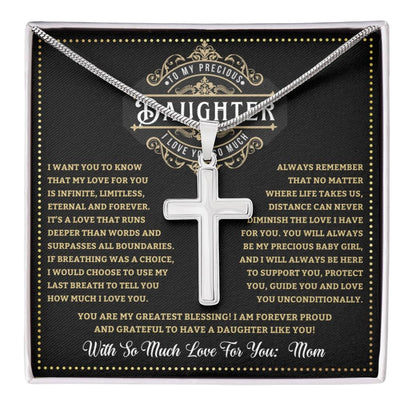 JGF Jewelry Gifts for Family Stainless Steel Inspiration Daughter's Cross Necklace Strength in Faith