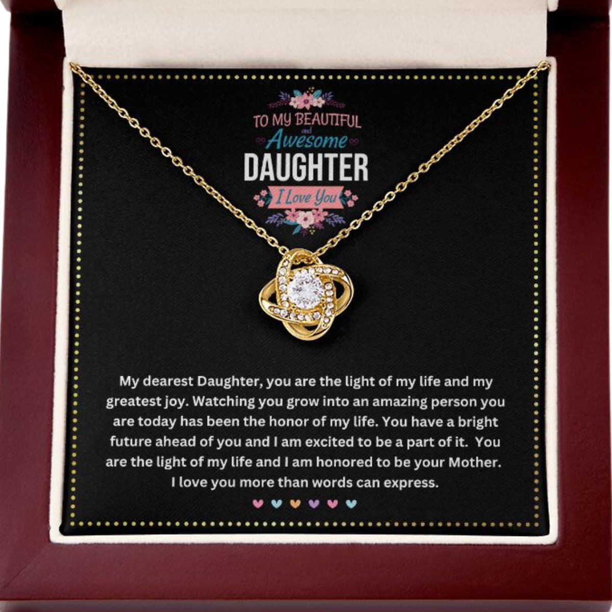 JGF Jewelry Gifts for Family |To My Lovely Daughter Necklace from Mom | Awesome Gift Basket Filler Alternative Ideas