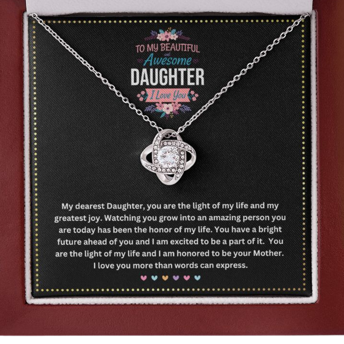 JGF Jewelry Gifts for Family |To My Lovely Daughter Necklace from Mom | Awesome Gift Basket Filler Alternative Ideas