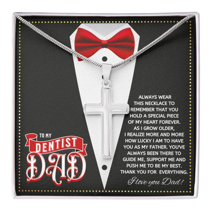 JGF Jewelry Gifts for Family Cross Necklace For Men Silver To My Dentist Dad