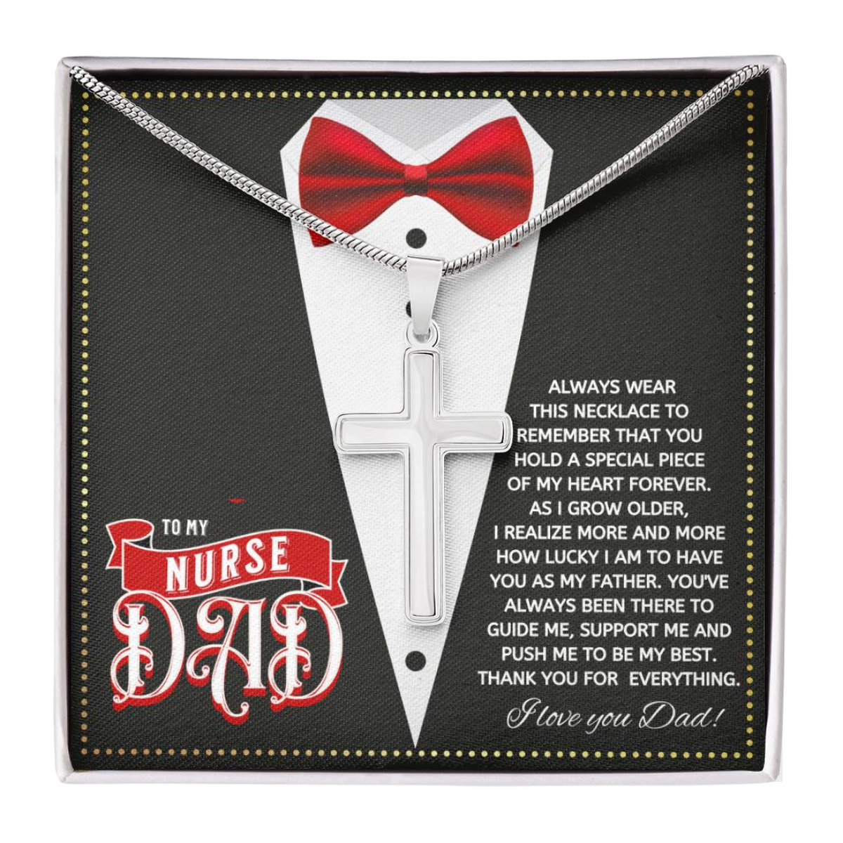 JGF Jewelry Gifts for Family Cross Necklace For Men Silver To My Nurse Practitioner Dad