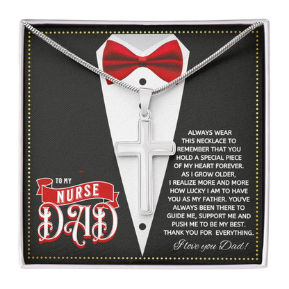 JGF Jewelry Gifts for Family Cross Necklace For Men Silver To My Nurse Practitioner Dad