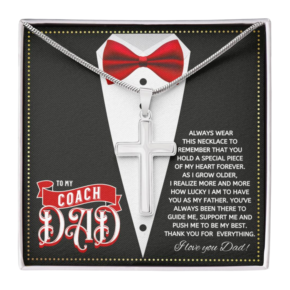 JGF Jewelry Gifts for Family Cross Necklace For Men Silver To My Baseball Softball Soccer Football Coach Dad