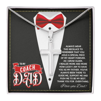 JGF Jewelry Gifts for Family Cross Necklace For Men Silver To My Baseball Softball Soccer Football Coach Dad