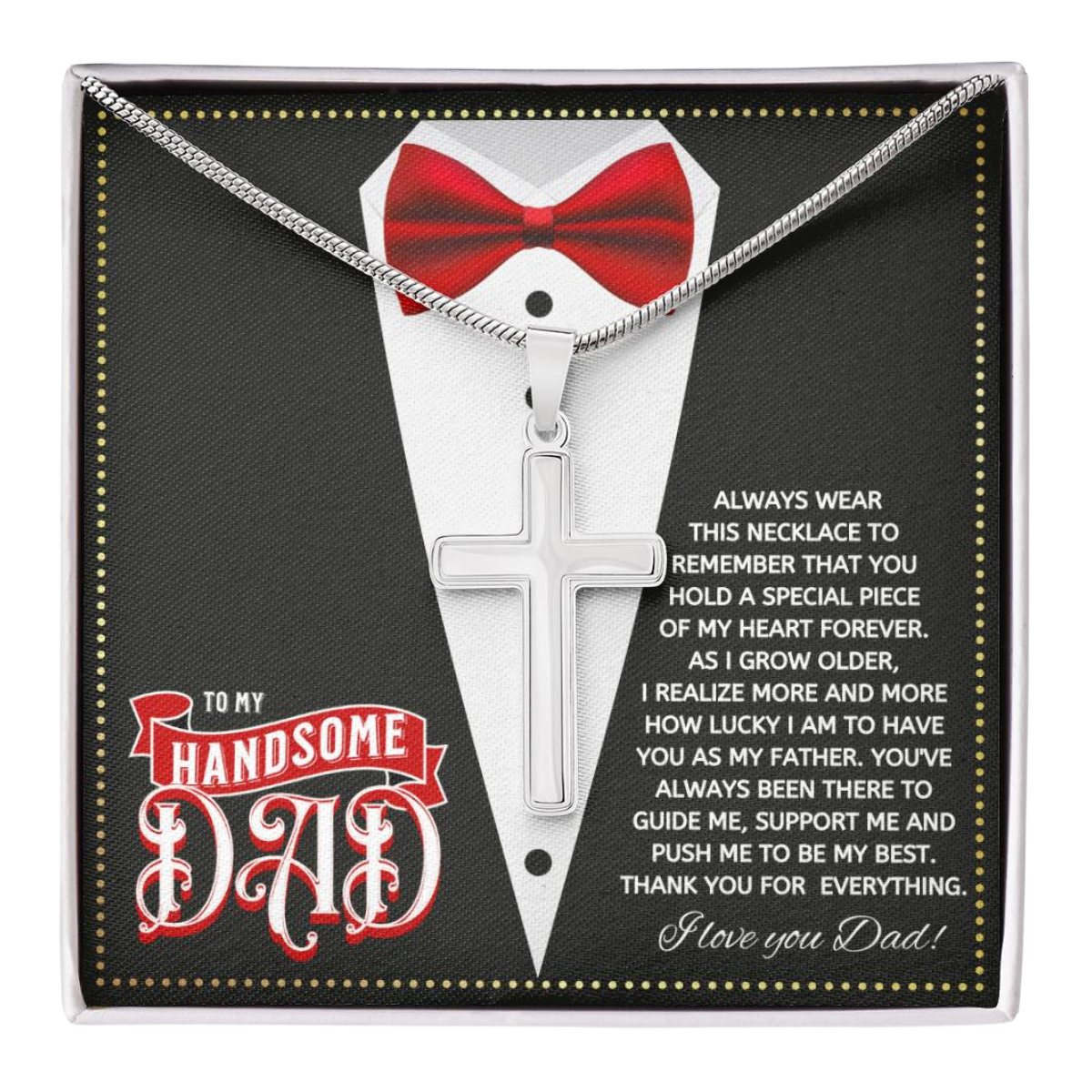 JGF Jewelry Gifts for Family Cross Necklace For Men Silver To My Cool Handsome Dad