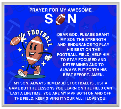 JGF Jewelry Gifts For Family Acrylic Sign Plaque Decor Football Prayer For My Son with Silver Cross Necklace For Kids Boys
