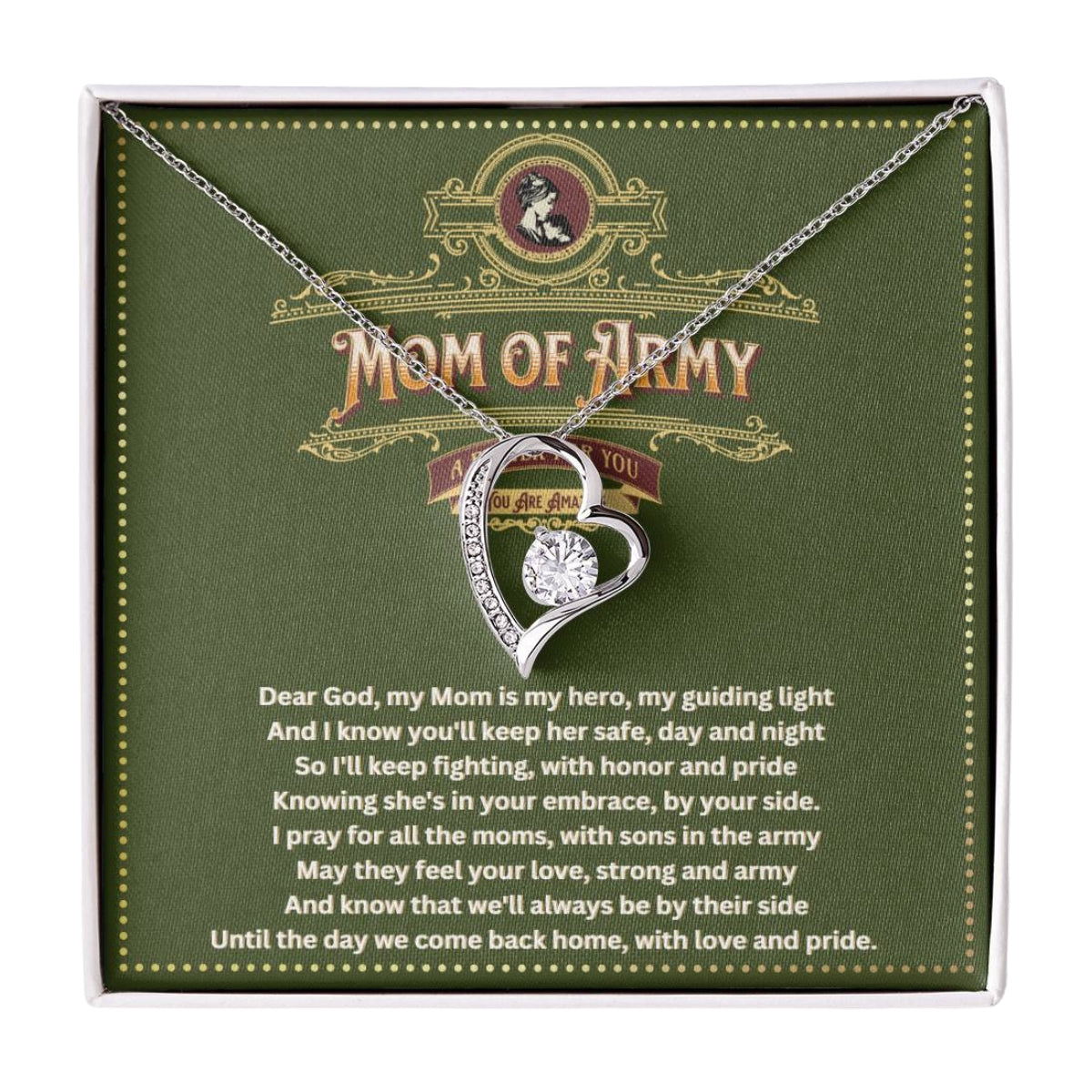 JGF Jewelry Gifts For Family Army Gifts For Mom Women Jewelry Heart Stainless Steel Necklace From Military Daughter and Son