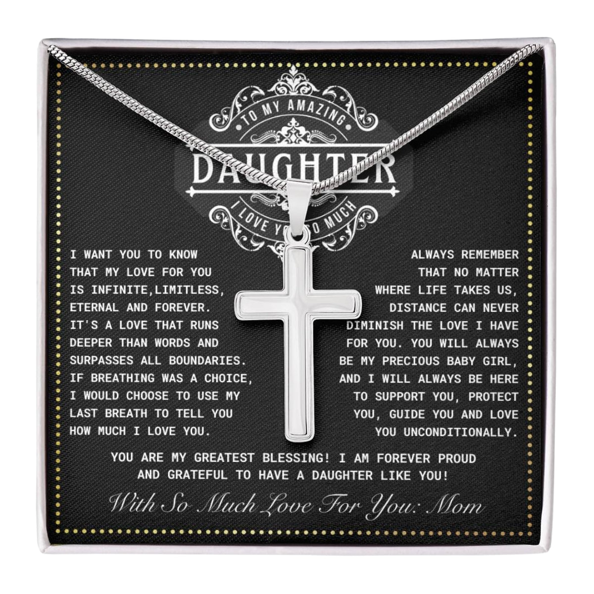 JGF Jewelry Gifts for Family Delicate and Meaningful Cross Necklace for Daughter