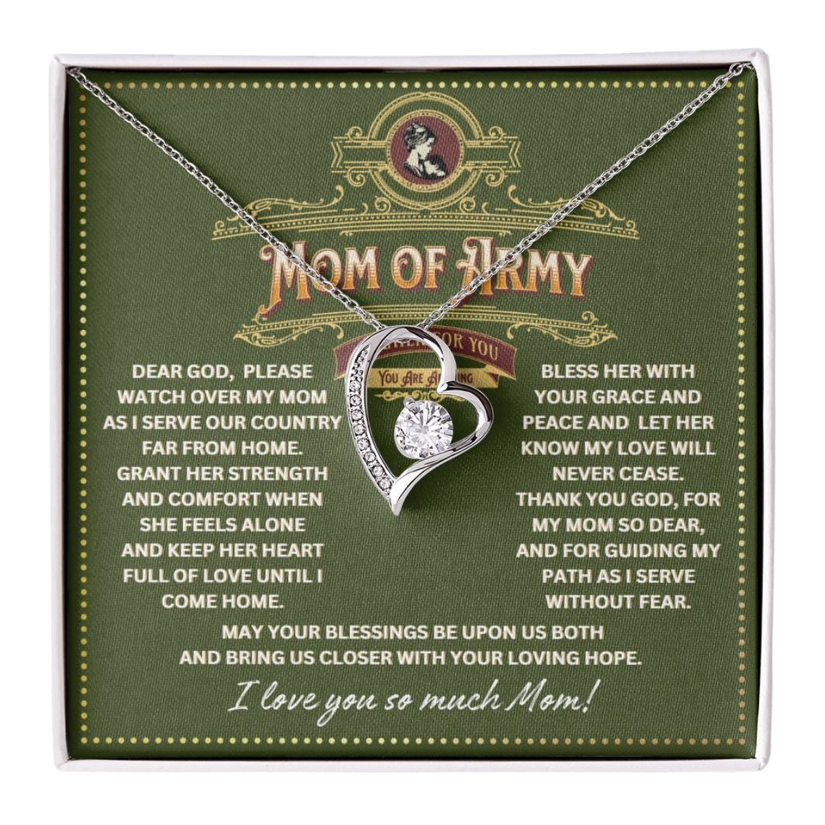JGF Jewelry Gifts for Family Prayer for Mom of Army Necklace Pendant Jewelry For Women From Daughter and Son