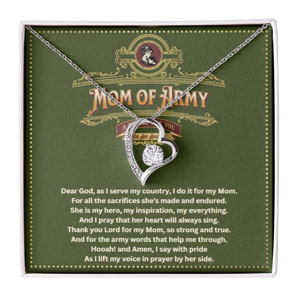 JGF Jewelry Gifts for Family Army Mom Necklace Pendant For Women Heart Pendant Jewelry Gifts Ideas For Her