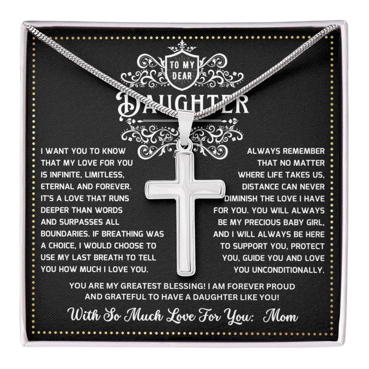 JGF Jewelry Gifts for Family Mom to Daughter Silver Cross Necklace For Girls Always Connected