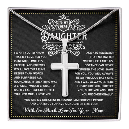 JGF Jewelry Gifts for Family Mom to Daughter Silver Cross Necklace For Girls Always Connected