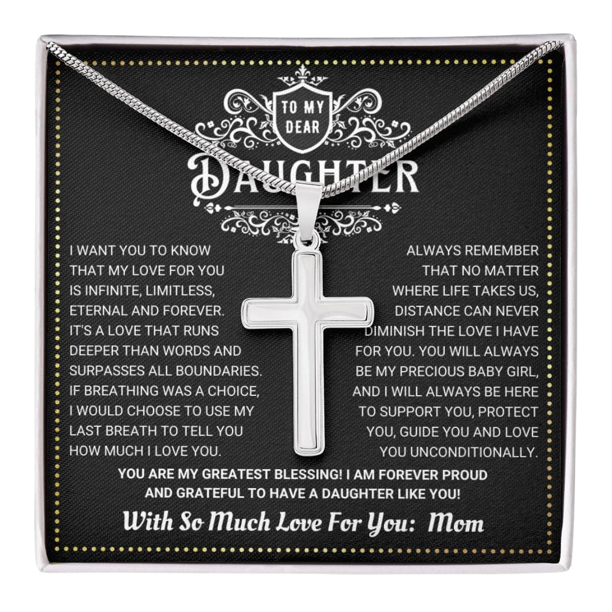 JGF Jewelry Gifts for Family Daughter's Silver Cross Necklace For Girls My Faith, My Love