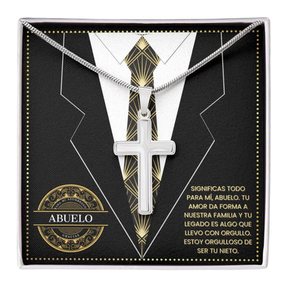SpanishGrandPa12 JGF Jewelry Gifts for Family Regalo Para Abuelo Cross Necklace for Grandpa Fathers Day Card Spanish