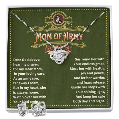 JGF Jewelry Gifts for Family Proud Army Mom Necklace For Women Cubic Zirconia Necklace And Earring Set