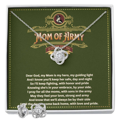 JGF Jewelry Gifts for Family Army National Guard Mom Necklace Cubic Zirconia Earrings And Necklace Jewelry Set