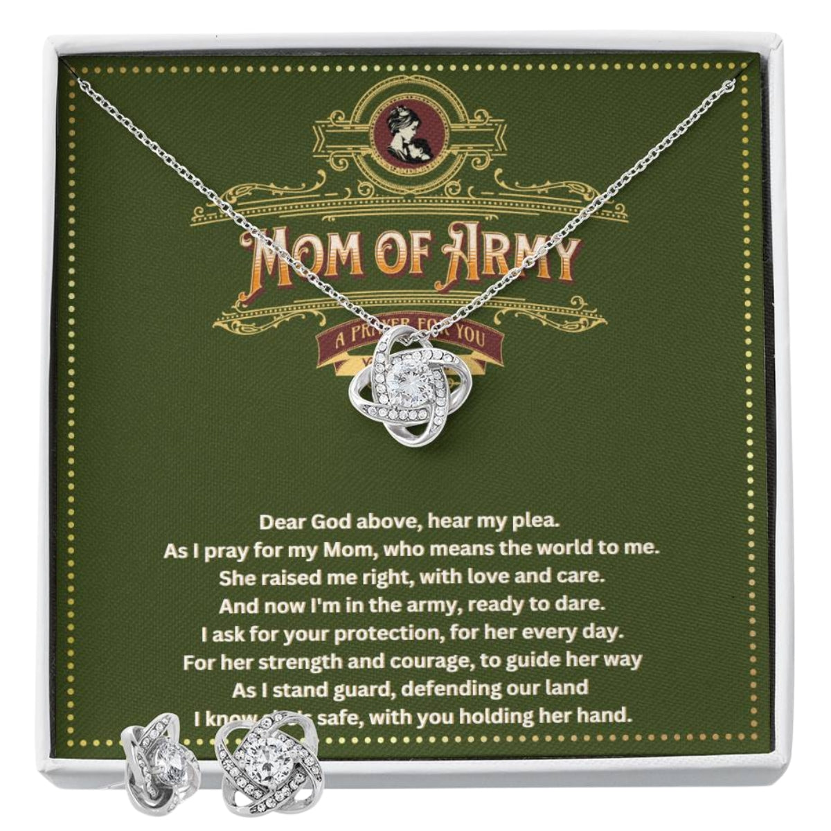 JGF Jewelry Gifts for Family Army National Guard Necklace For Women Cubic Zirconia Jewelry Set
