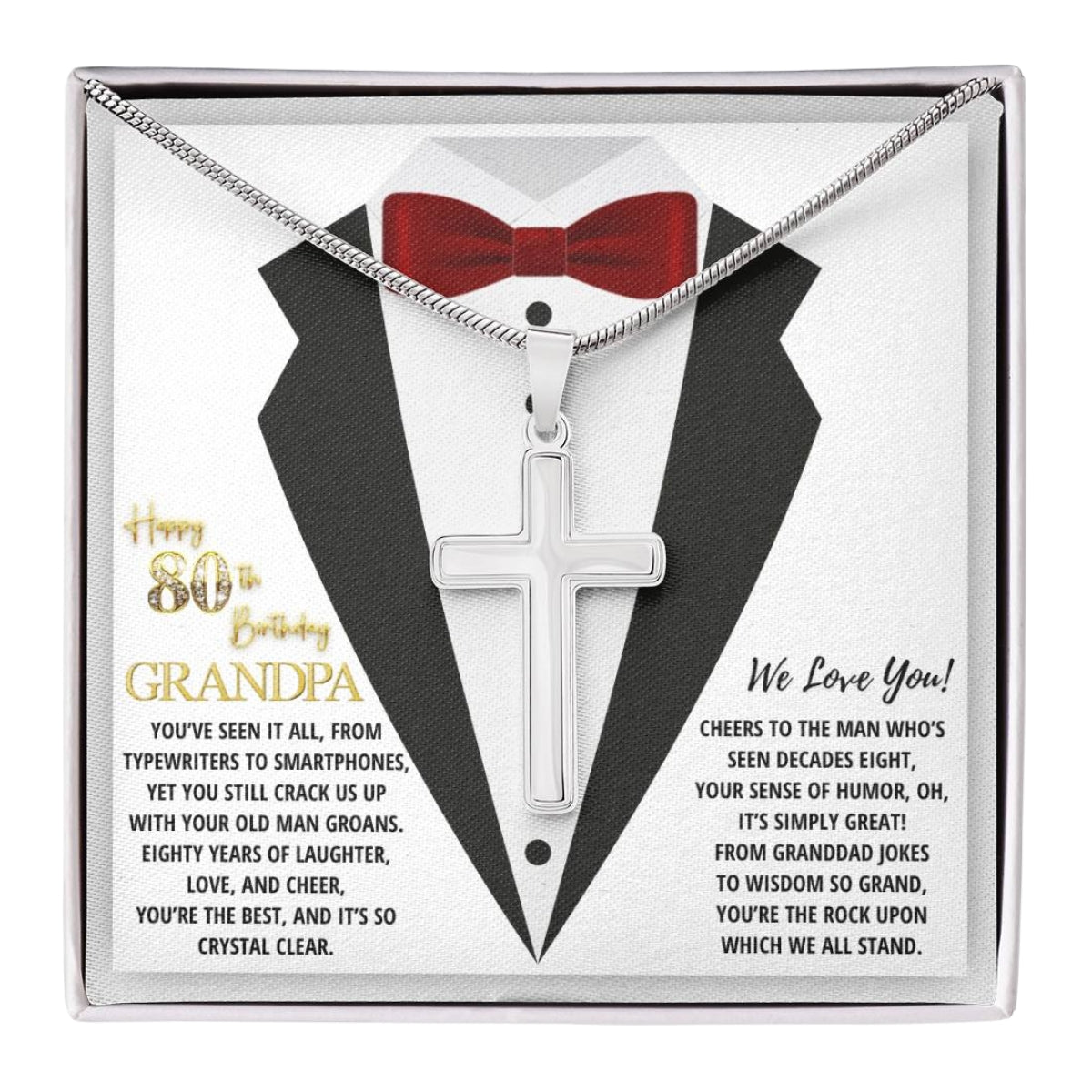 80th GrandPa White2 JGF Jewelry Gifts for Family ARTISAN CROSS TEMPLATE - artisancross-BB