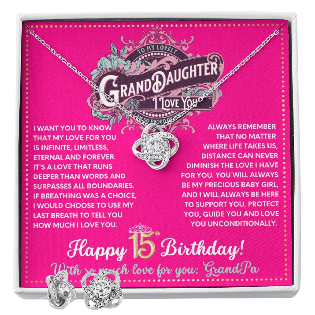 JGF Jewelry Gifts for Family Granddaughter Necklace From Grandpa Happy 15th Birthday Card Gifts For Teen Girls