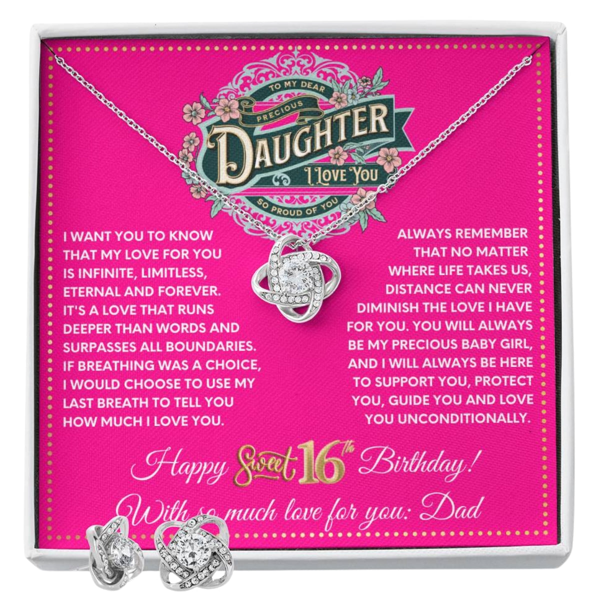 JGF Jewelry Gifts for Family To My Daughter Necklace From Dad 16 Year Old Gifts For Teen Girls