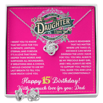 JGF Jewelry Gifts for Family To My Daughter Necklace From Dad Happy 15th Birthday Card Gifts For Girls